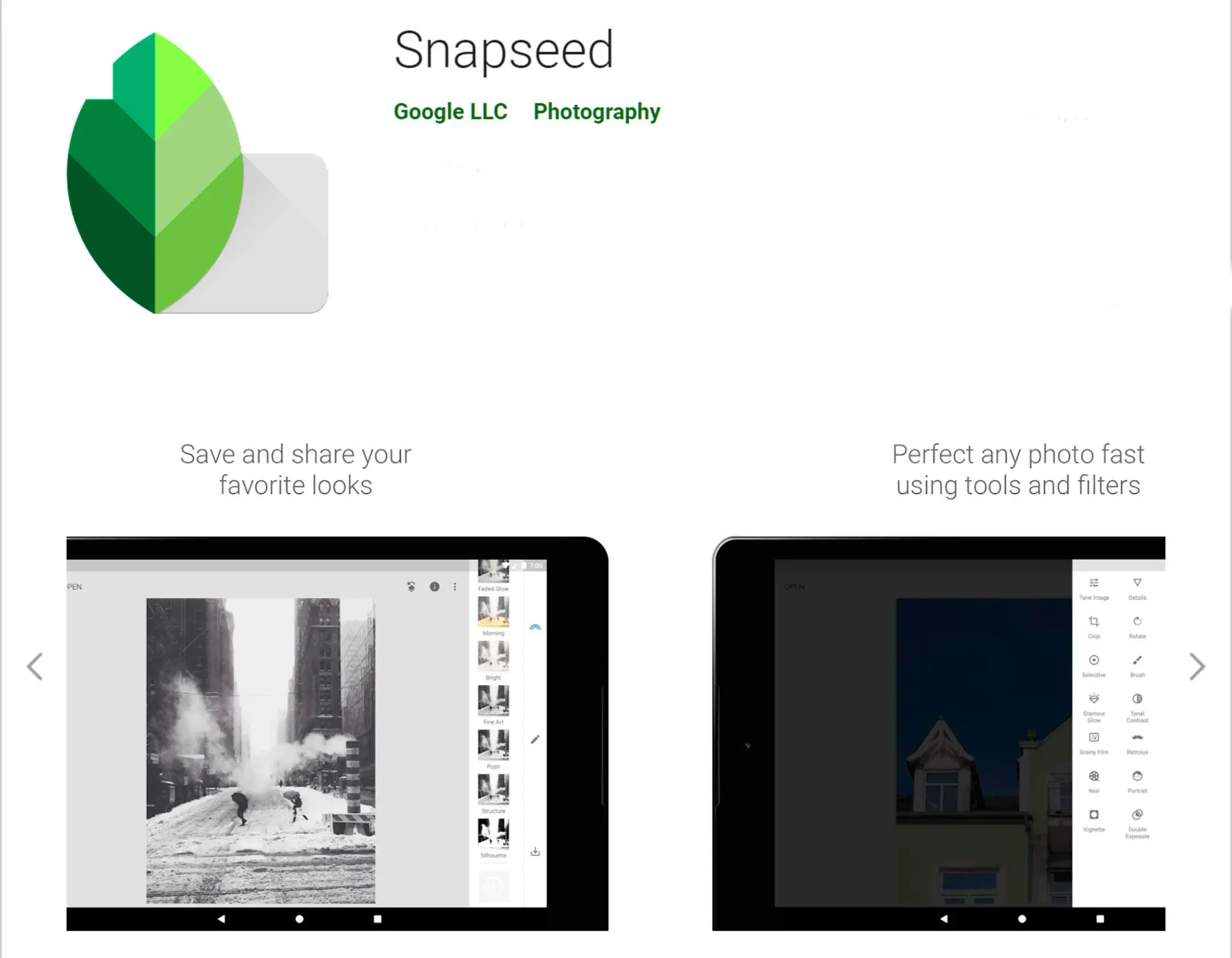 App Snapseed til at sløre et ansigt i en video på Android..