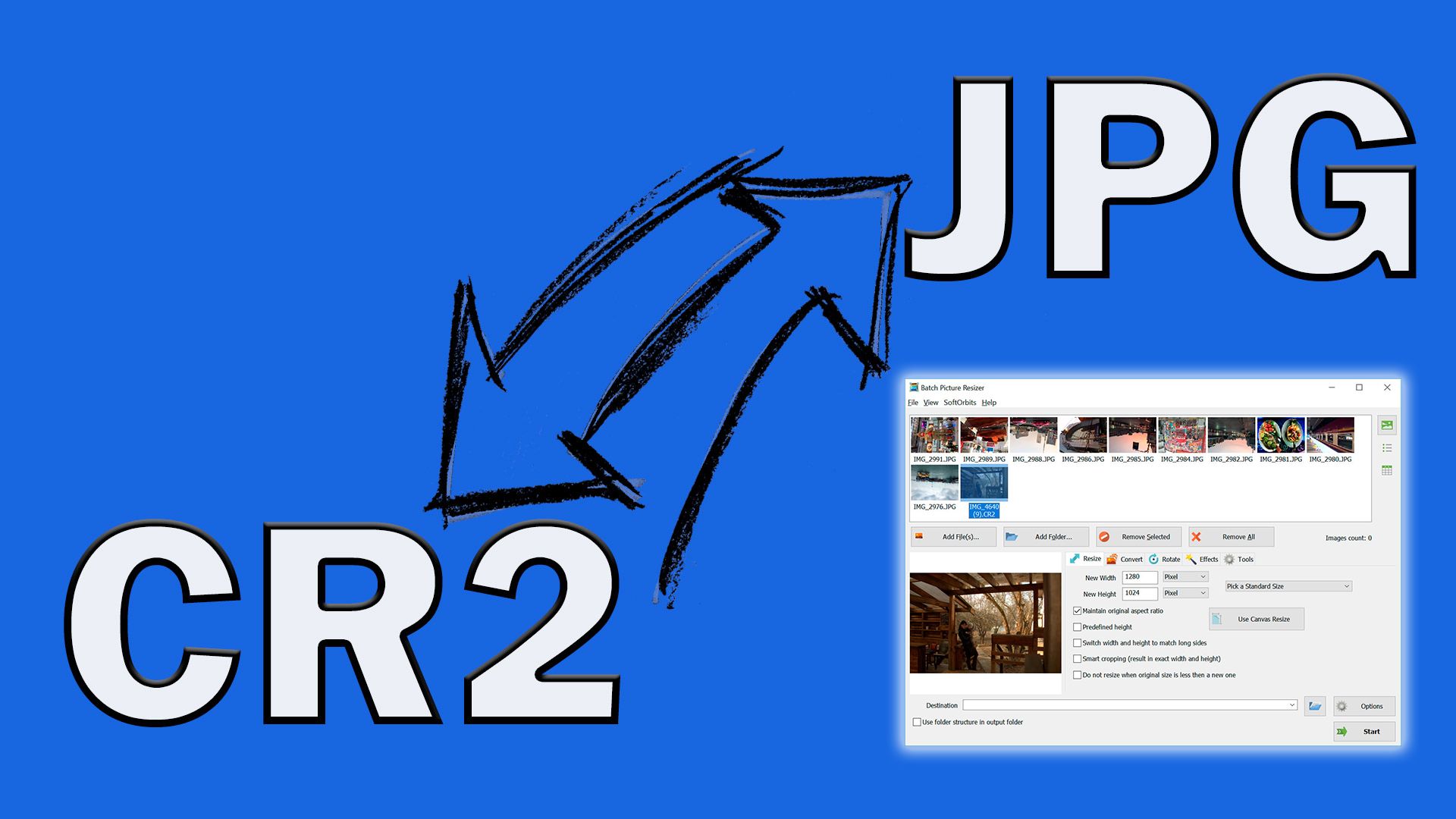 Konverter CR2 til JPG..