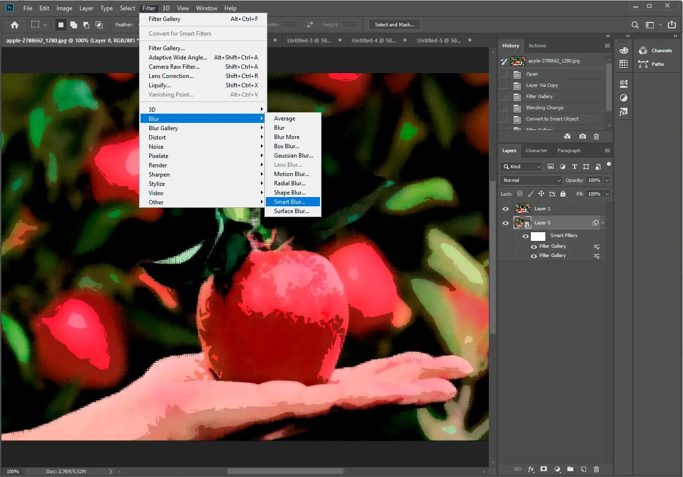 Photoshop vælger Smart blur..