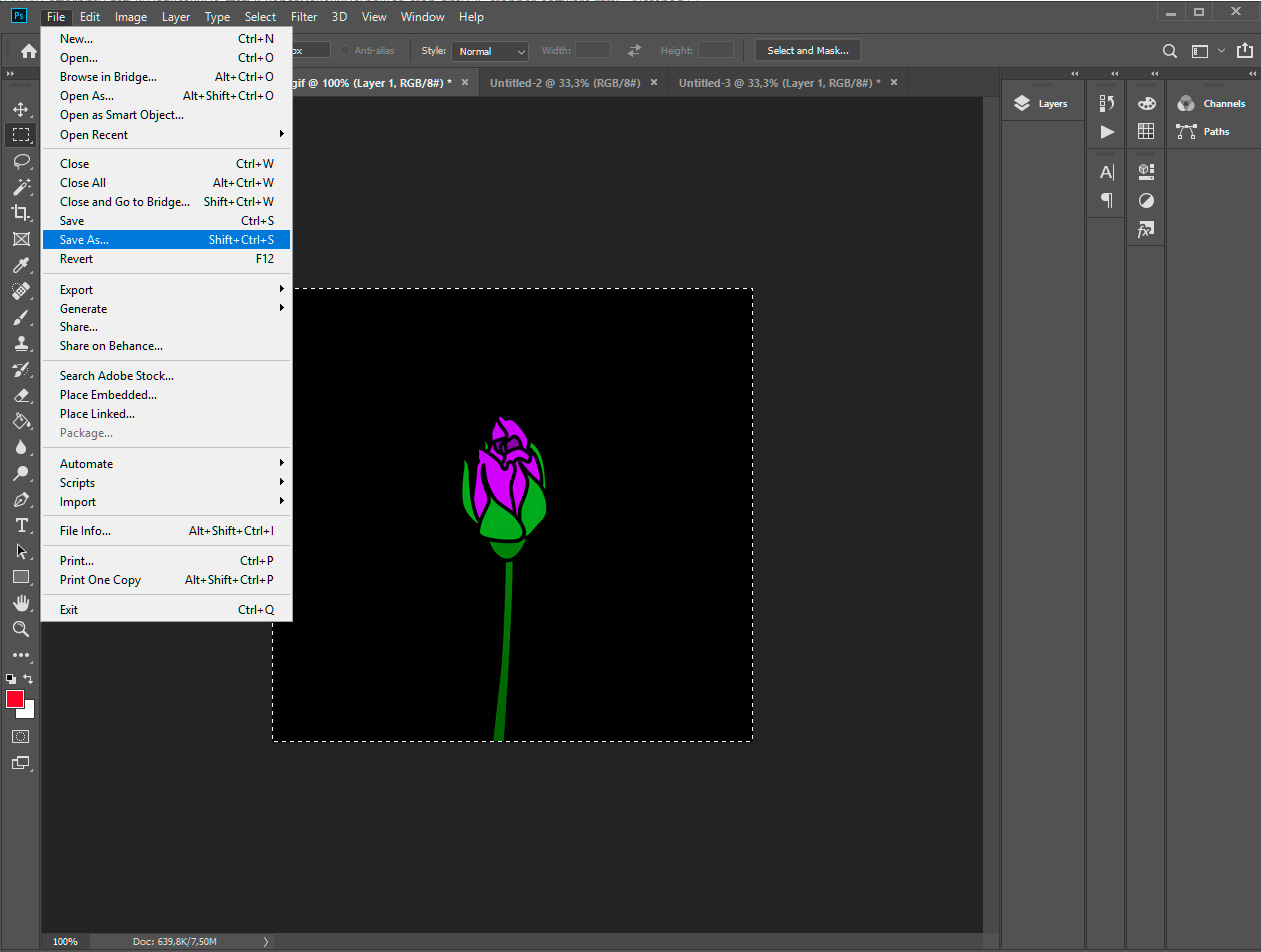Gemme beskårne gifs i photoshop.