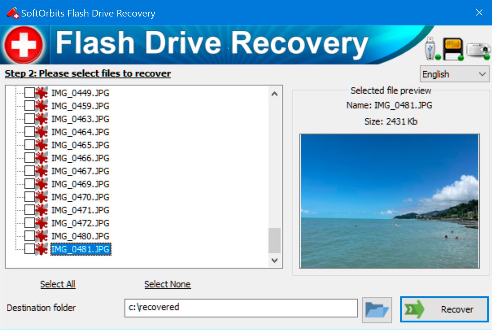 SoftOrbits Flash Drive Recovery Skærmbillede.