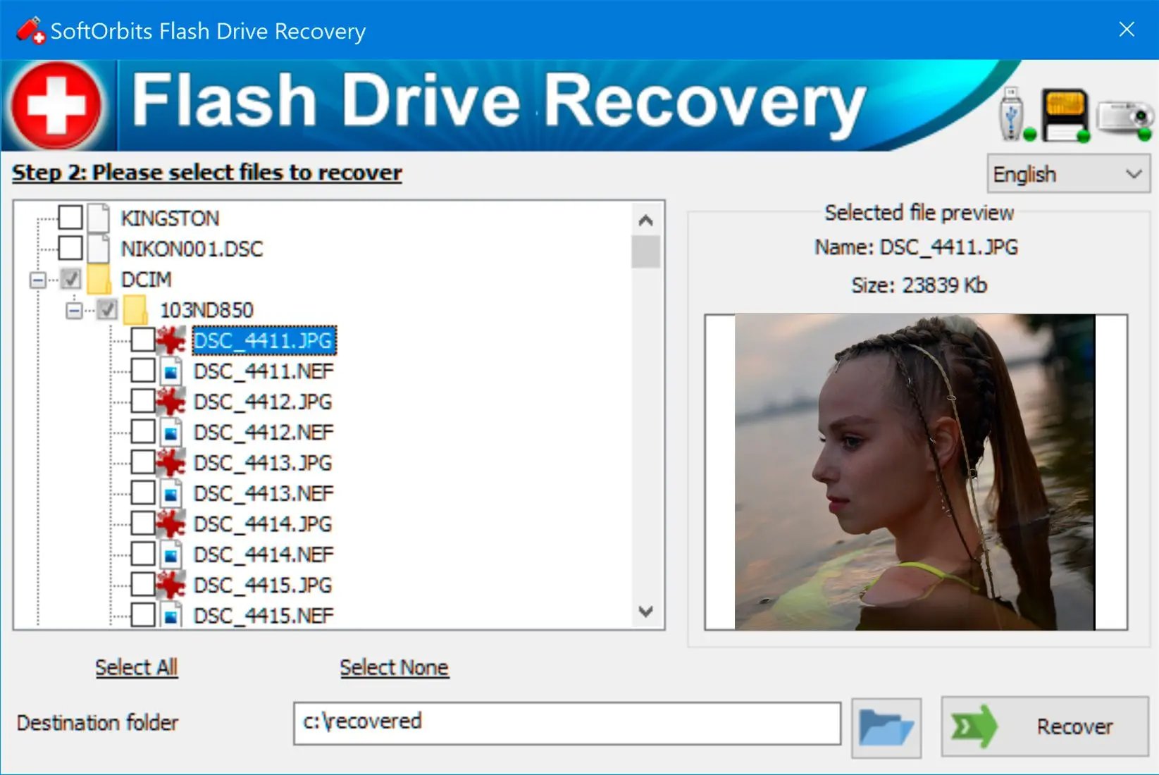 SoftOrbits Flash Drive Recovery Skærmbillede.