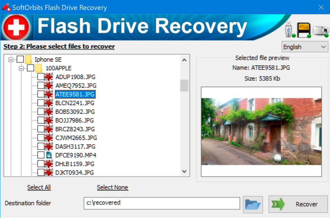 Find dine slettede filer på hukommelseskortet preview.