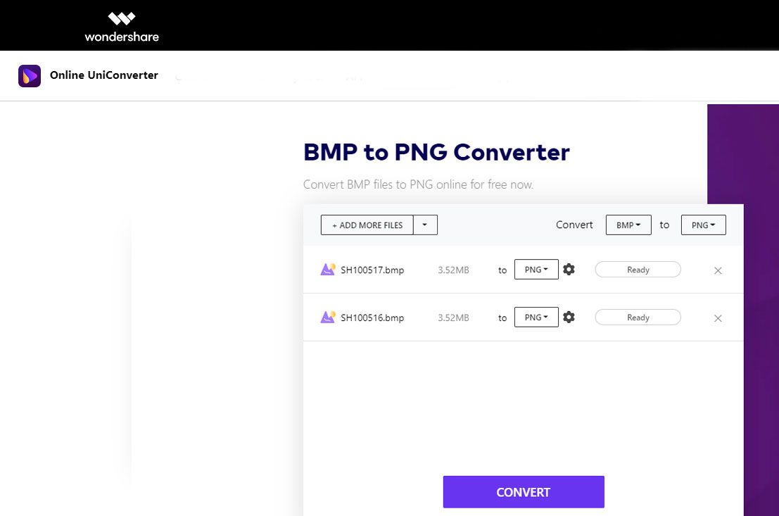 Vælg BMP-filer, der skal konverteres til PNG..