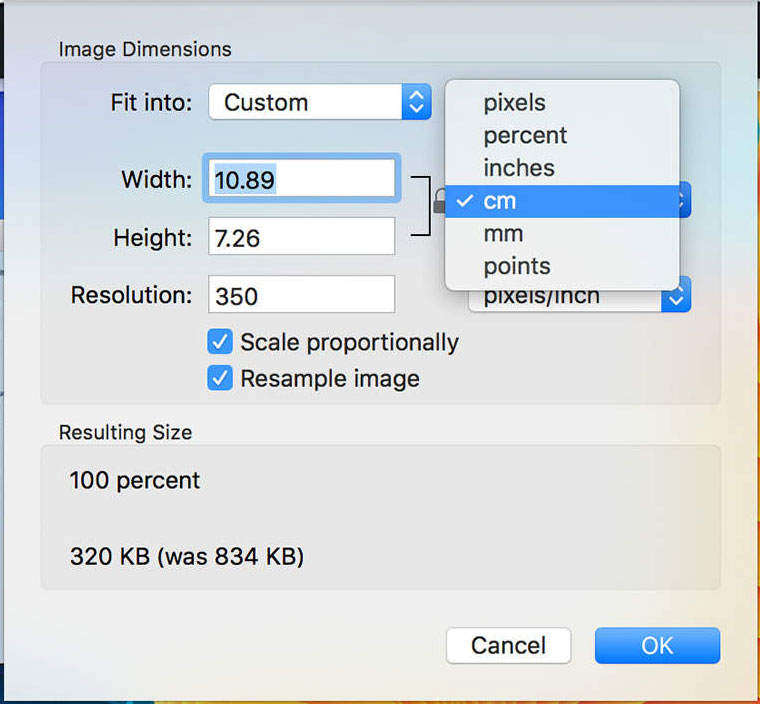 Ændr størrelse på flere billeder på OS X (Mac).