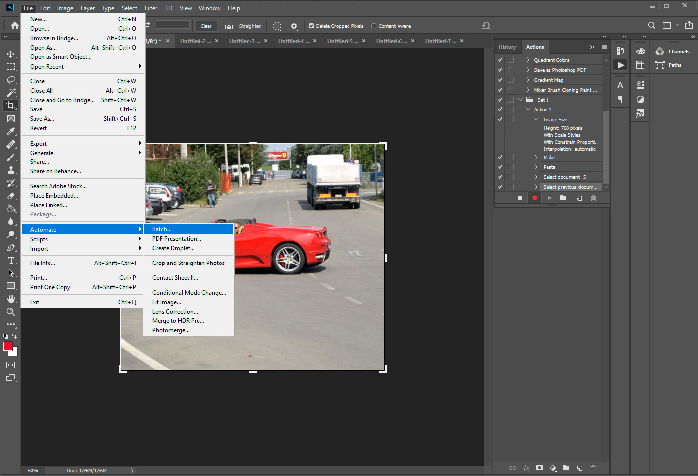 Beskær billeder i Adobe Photoshop.