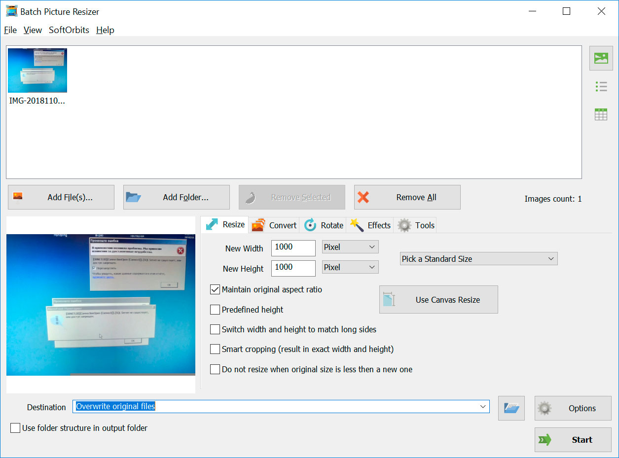 App til at ændre størrelse på flere fotos på Windows 11.