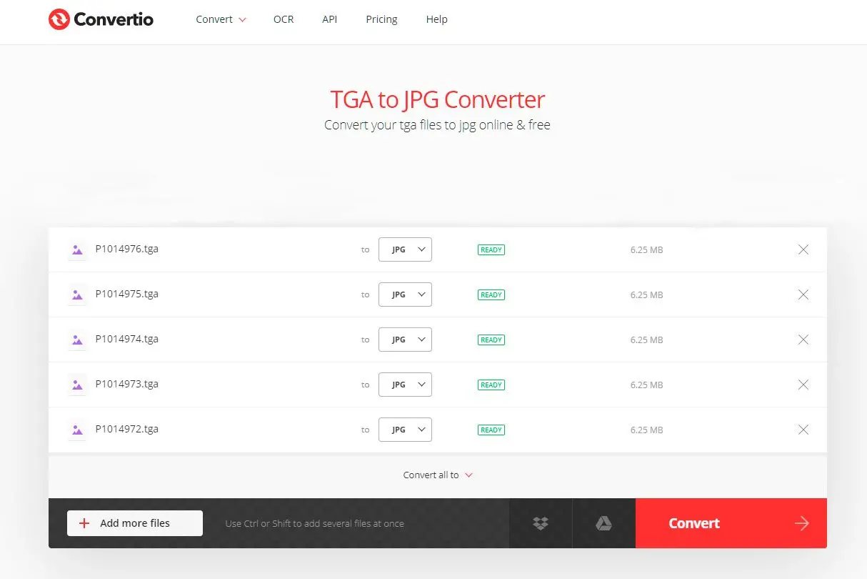 Konvertere flere TGA-filer til JPG gratis..