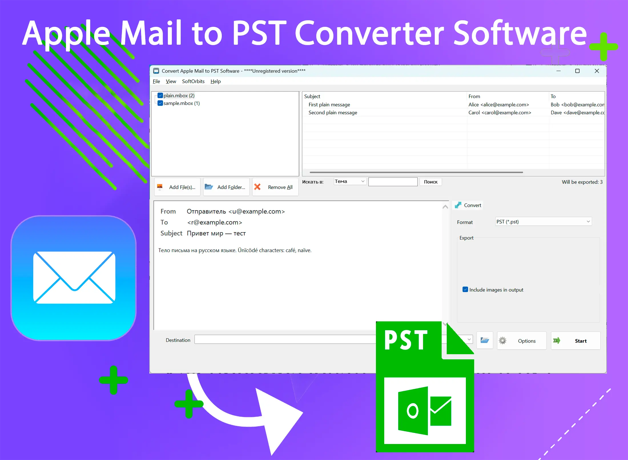 Apple Mail to PST Converter Software Skærmbillede.