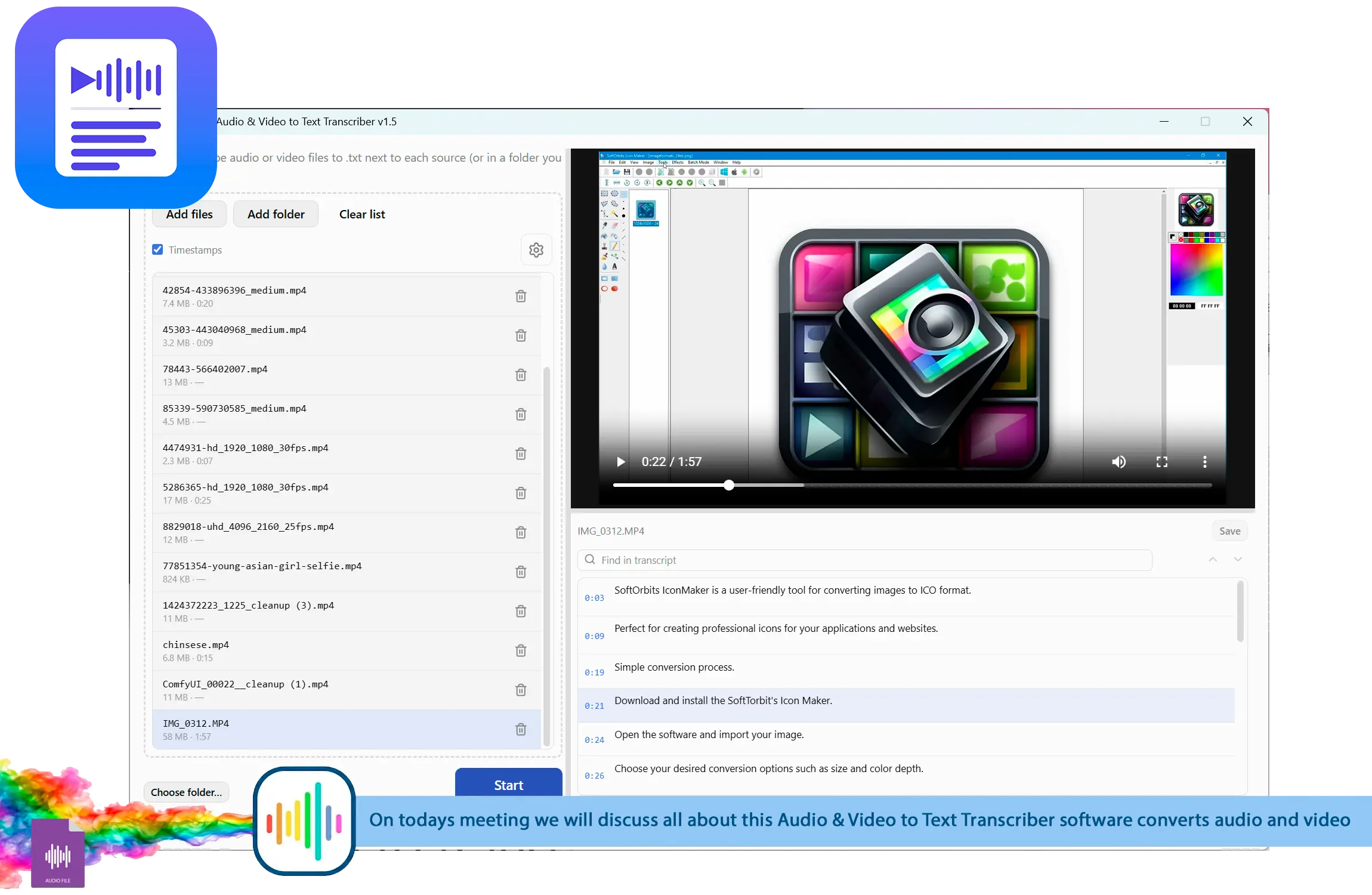 TranscribeIt: Audio & Video to Text Transcriber Skærmbillede.