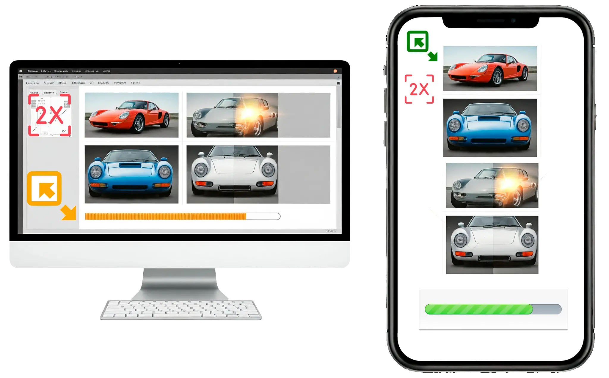 Online AI Bulk Billede Opskalering & Software Download.