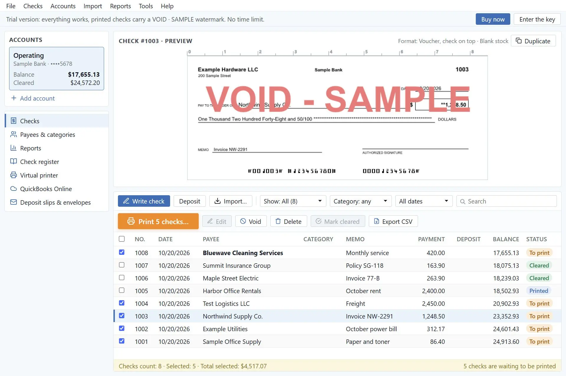 CheckSprint - Check Printing Software for Payroll, Personal, Business Skærmbillede.