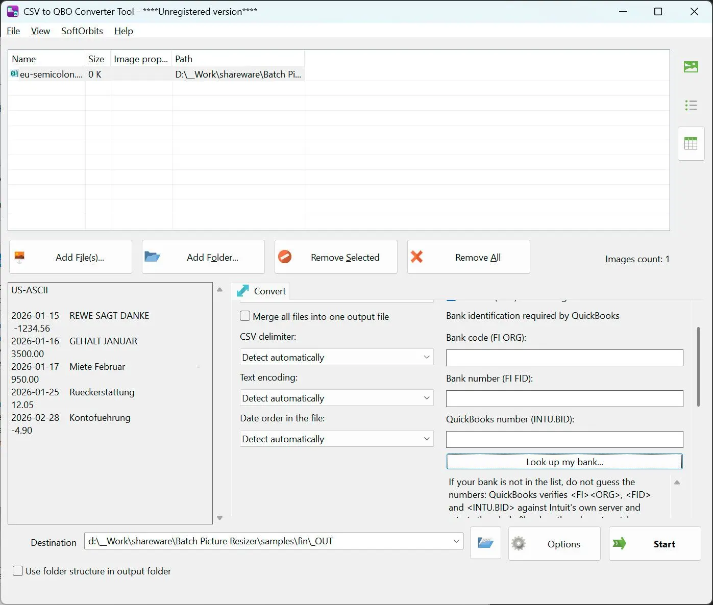 CSV to PDF Converter Skærmbillede.