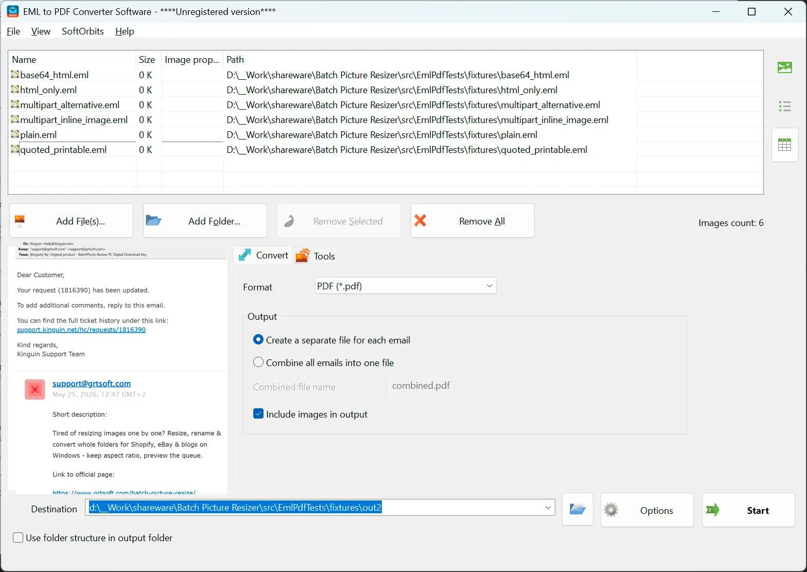 EML to PDF Converter Software Skærmbillede.