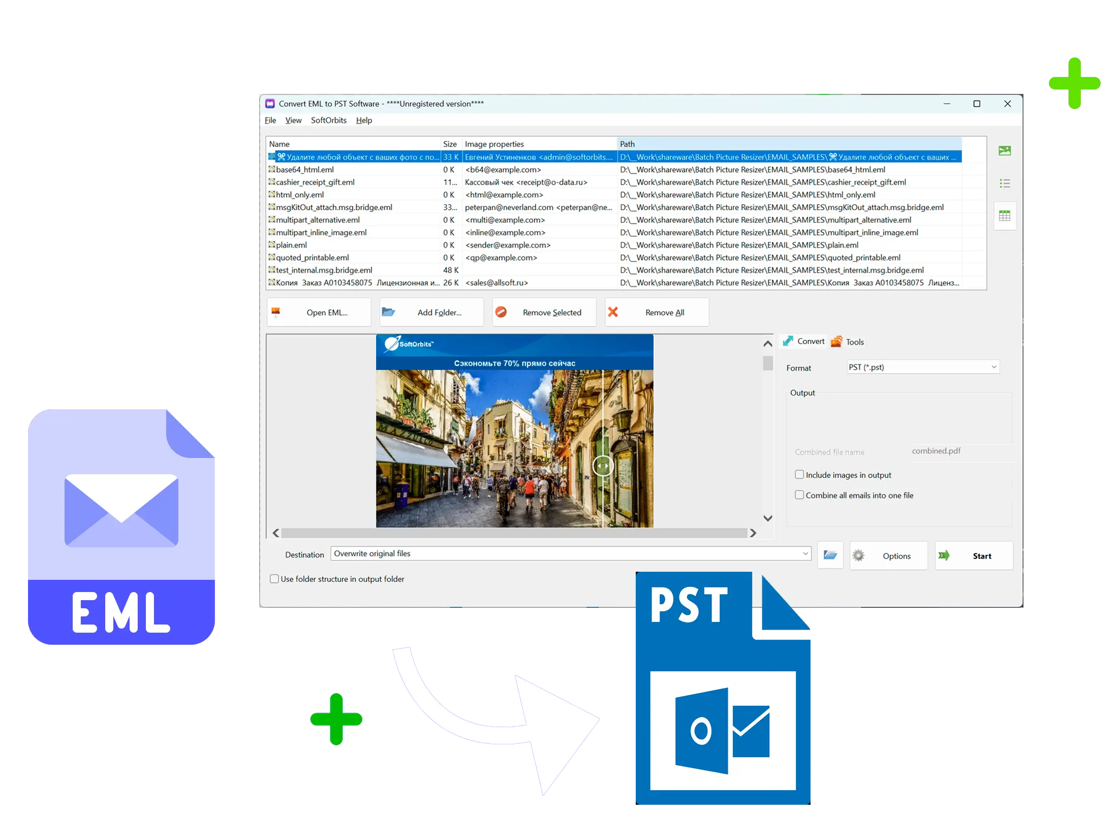 EML to PST Converter Software Skærmbillede.