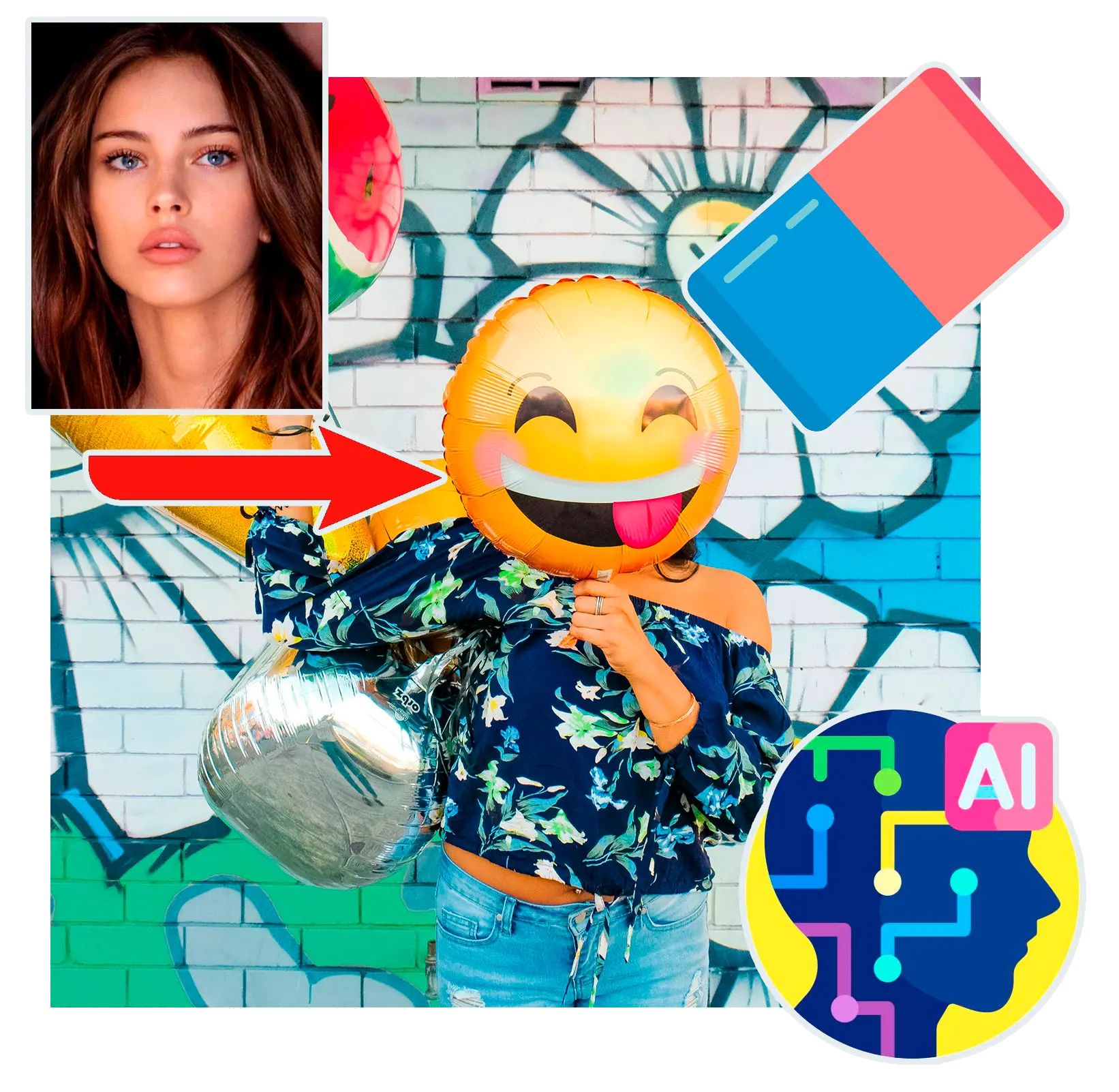 AI Pige Ansigt Emoji-fjerner.