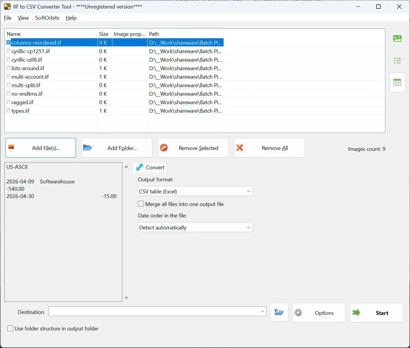 QIF to QBO Converter Skærmbillede.