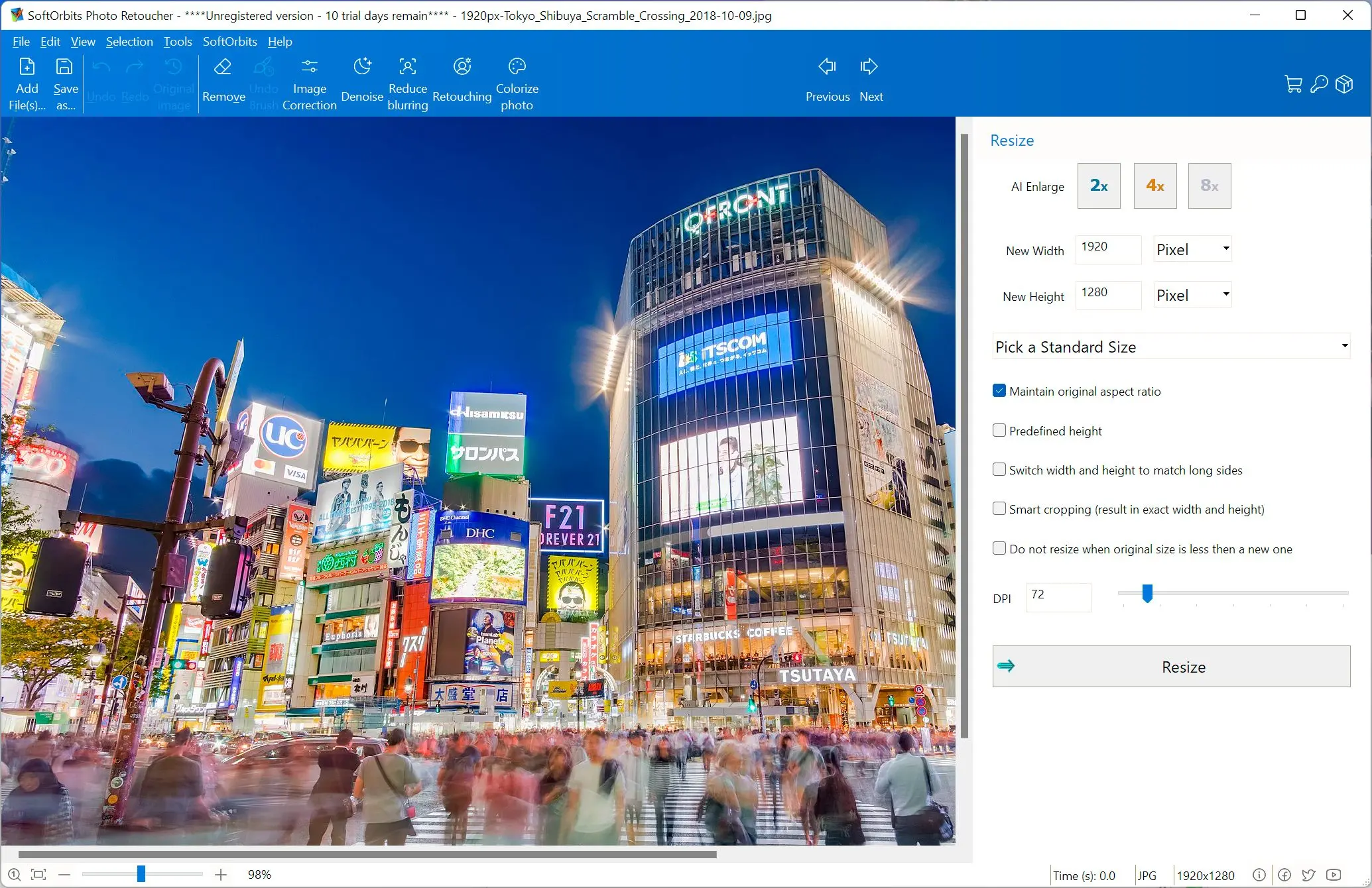 SoftOrbits Photo Retoucher: Skærmbillede.