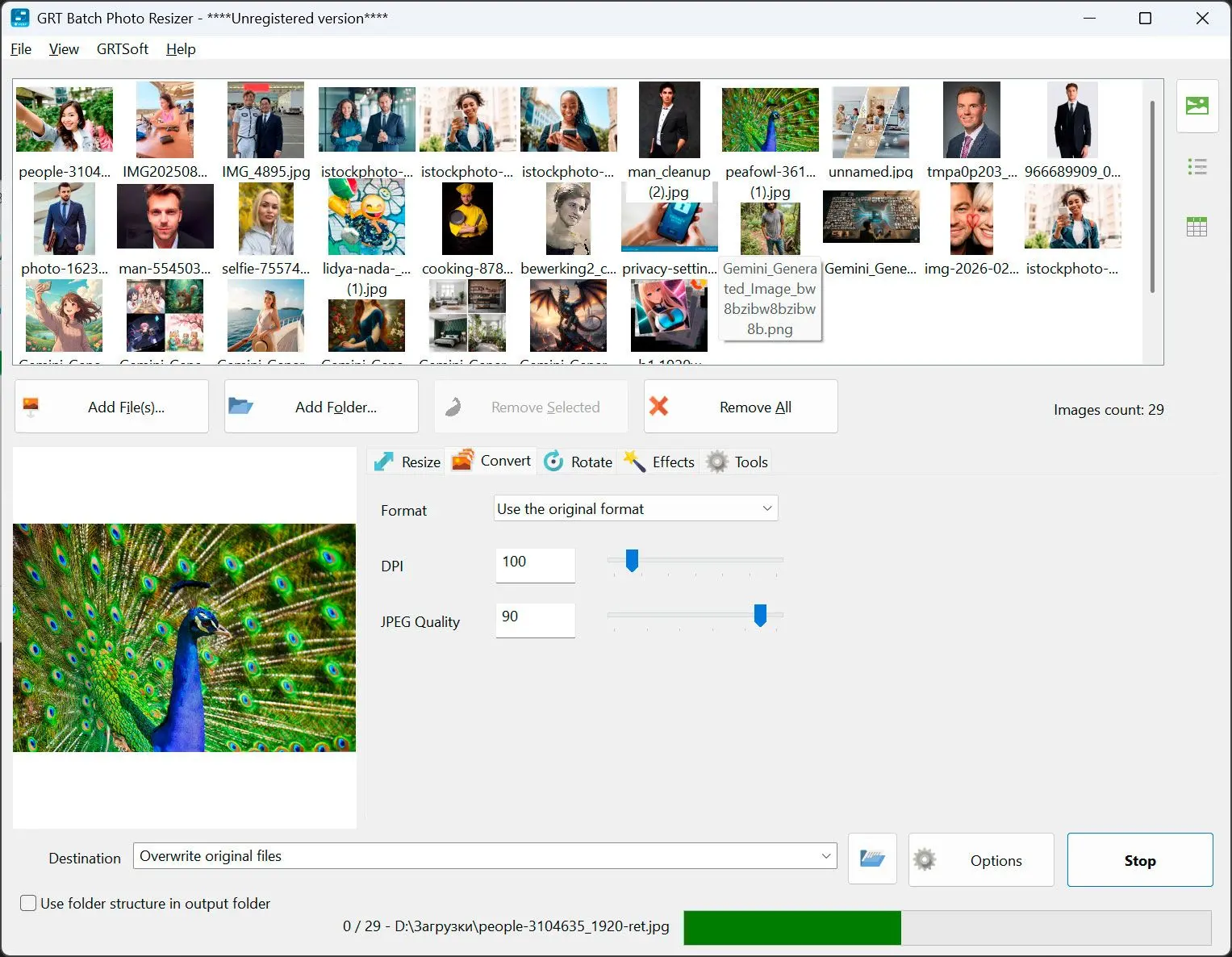 Start & Kontroller outputmappen.