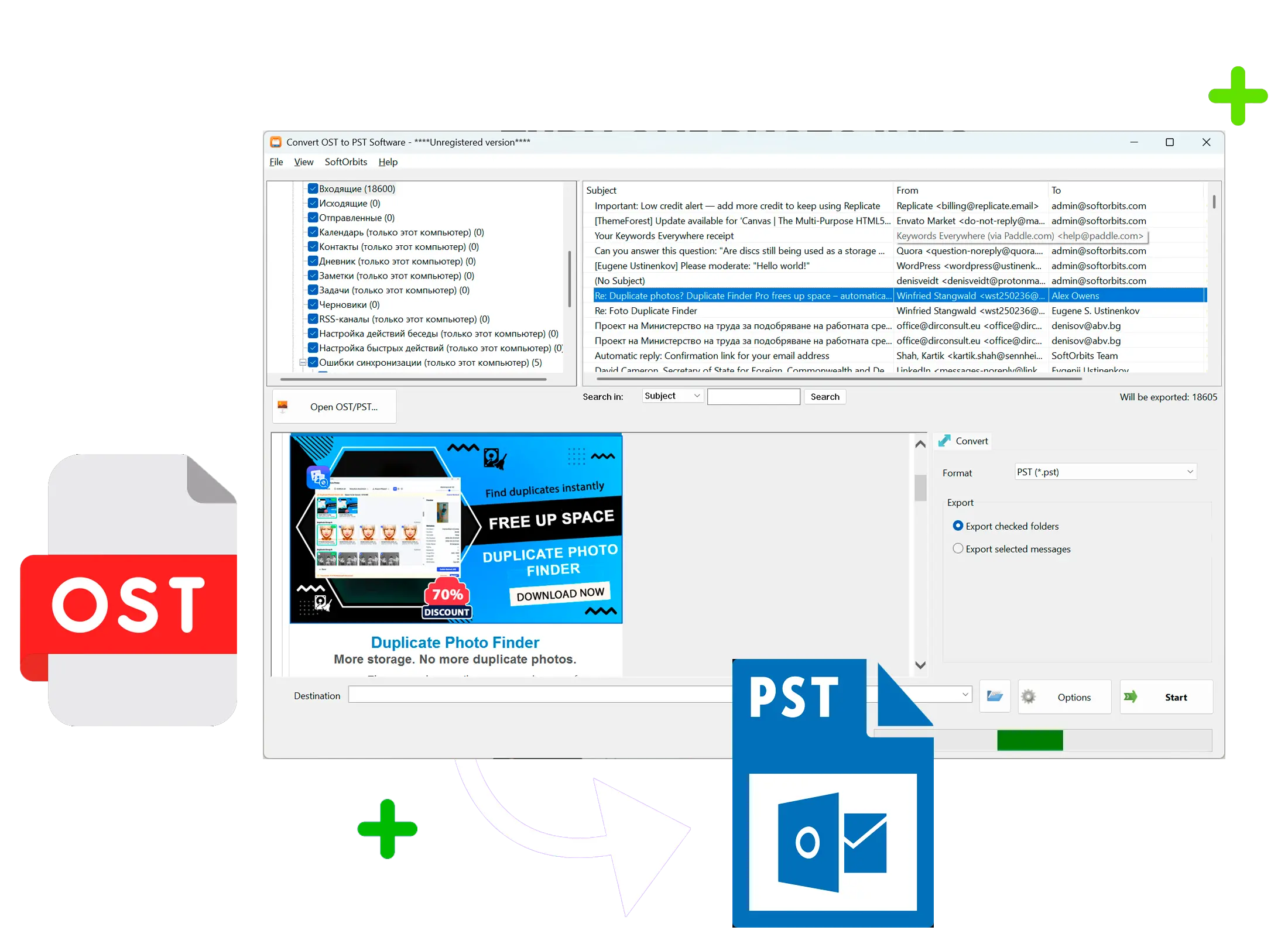 OST to PST Converter Tool Skærmbillede.
