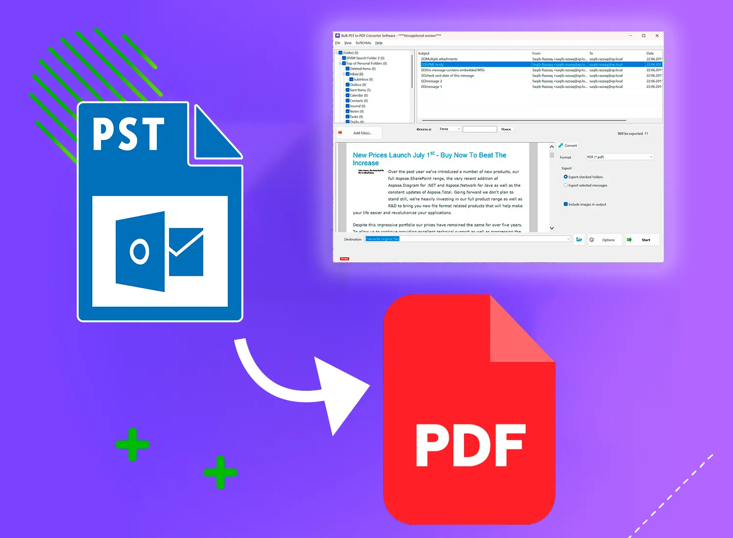 Hvad du får med PST til PDF-konverter.