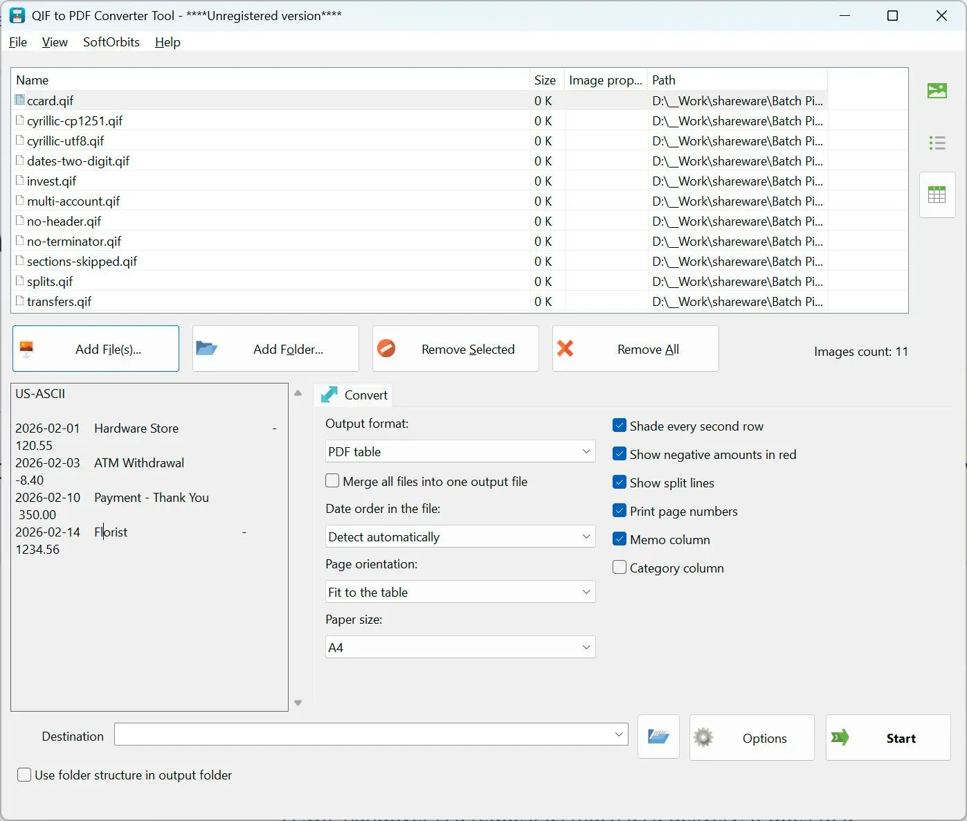 QIF to QBO Converter Skærmbillede.