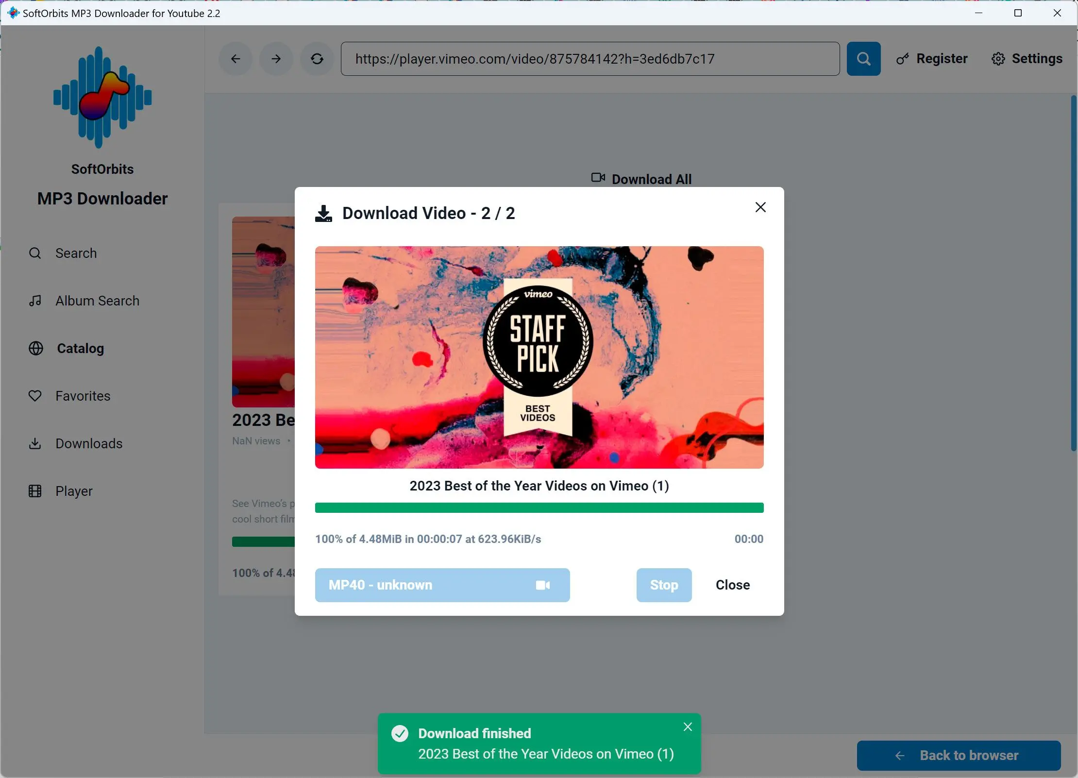 Start download.