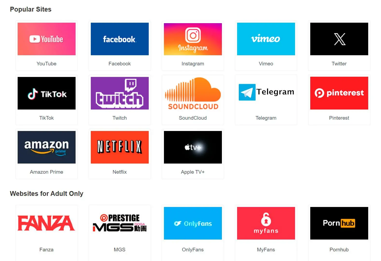 Playlister, Shorts, Livestreams.