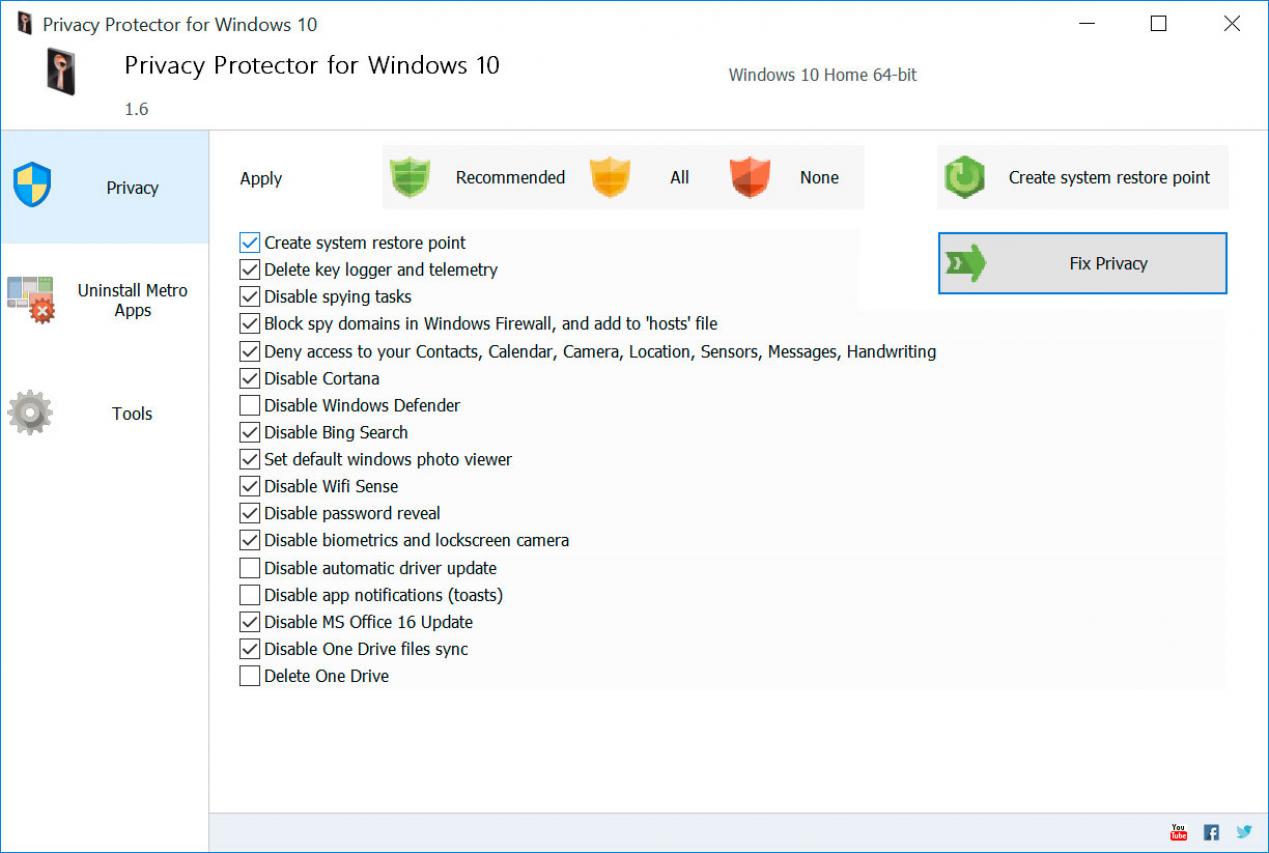 Privacy Protector for Windows 11 Skærmbillede.